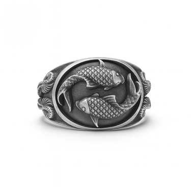 950 Silver Koi Ring | Luxury Men's Signature